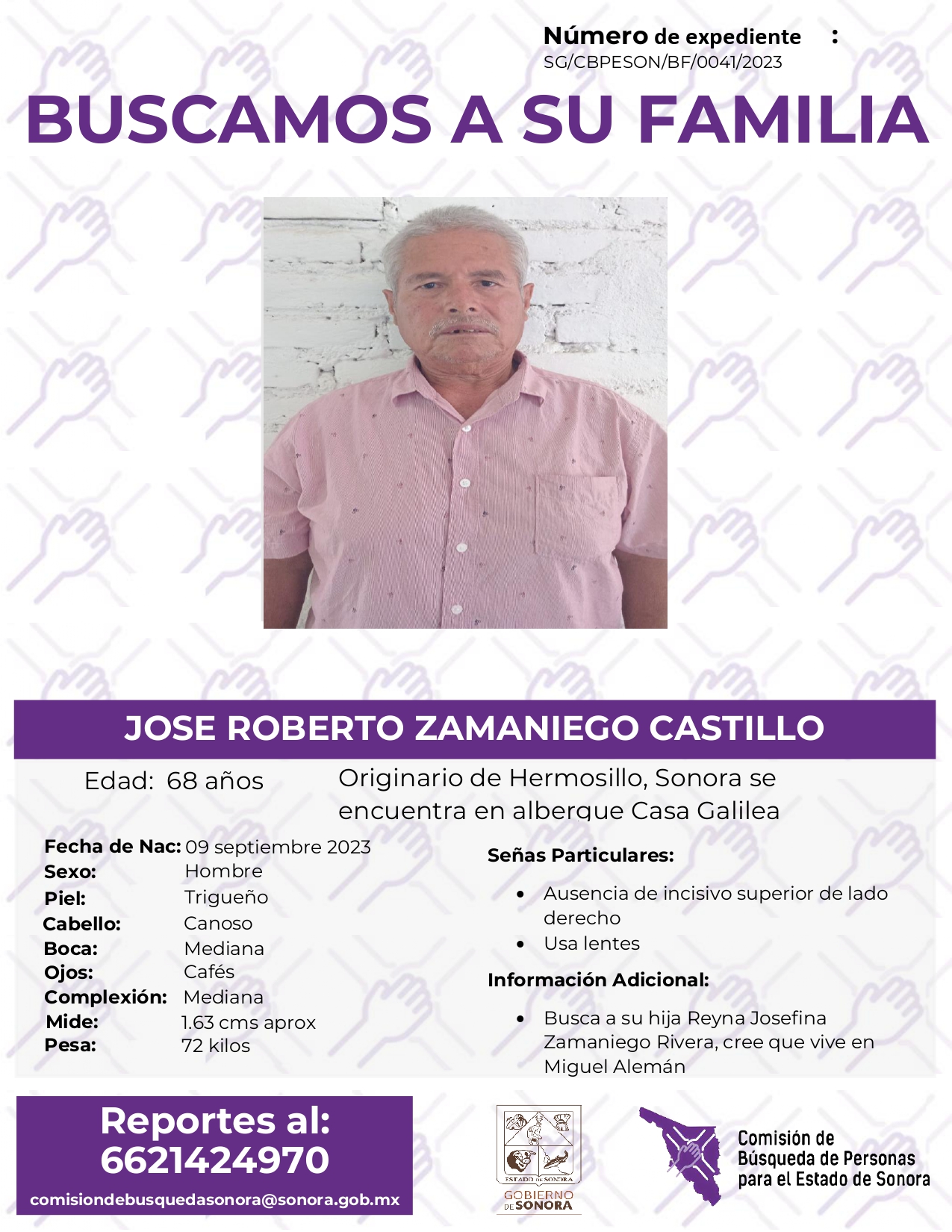 JOSÉ ROBERTO ZAMANIEGO CASTILLO - BUSQUEDA DE FAMILIA
